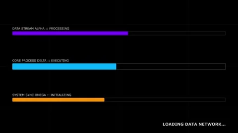 Futuristic Digital Data Processing Interface with Three Progress Bars and L.. Stock Footage 339395300