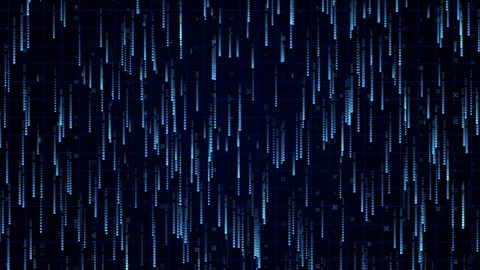 Futuristic Digital Data Rain, Cyber Code Falling Matrix Video Background Stock Footage 335859813