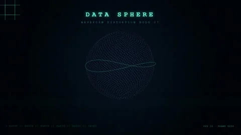 Futuristic digital data sphere with oscillating waveform distortion on a dark Stock Footage 346216030