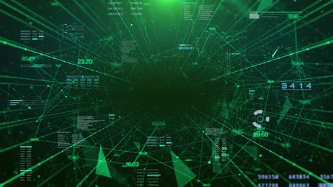 Futuristic digital data stream in cyber green 4K motion Video stock 313858068