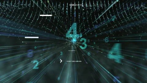 Futuristic Digital Data Stream With Floating Numbers and Network Lines Stock Footage 330465715