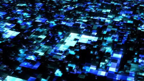 Futuristic Digital Data Stream Flow in Blue Cyberspace Network Stock Footage 123279556