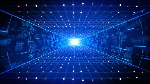 Futuristic Digital Data Tunnel Digital Data Tunnel Circuit Board Pathway Flowing 스톡 동영상 342785529