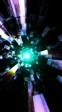 Futuristic Digital Data Tunnel Sci-Fi Cyber Vortex Loop Stockillustratie