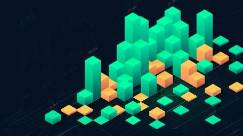 Futuristic digital data visualization, infographic columns of business analyt Illustrazione stock