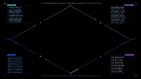 Futuristic Digital Diamond HUD Interface Display Video stock 347004708