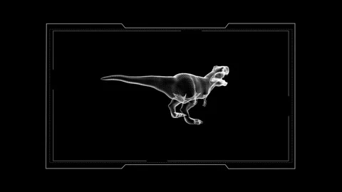 Futuristic Digital Dinosaur Render in Wireframe with Black Background 库存影片 342606133