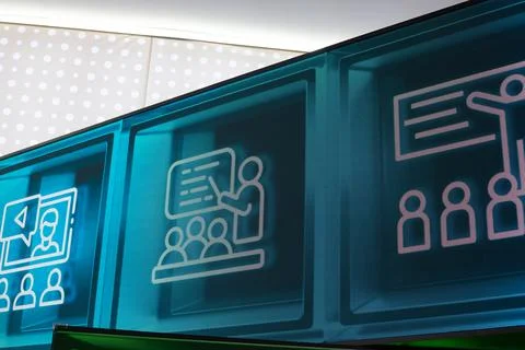 Futuristic digital display symbolizing evolution of education and communicati Foto stock