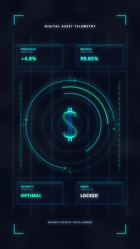 Futuristic digital dollar interface with hud financial data monitor Stock Footage 348335150