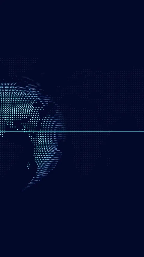 Futuristic digital earth globe with glowing cyan connection line. Global ne.. Stock Footage 345965068