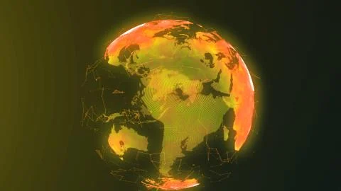 Futuristic digital earth with network nodes connecting and circling the globe Stock Illustration