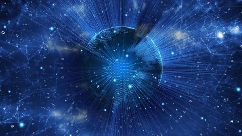 Futuristic digital earth planet with binary data Stock Footage 131277506