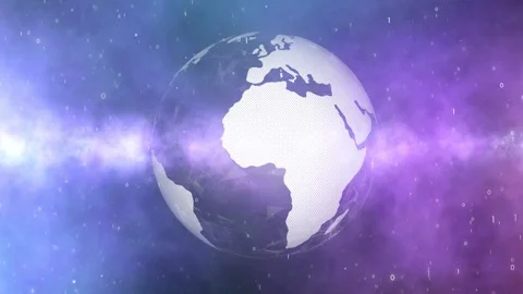Futuristic digital earth planet with flickering light and binary code animat 库存影片 344790705