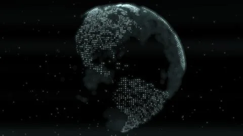 Futuristic Digital Earth Planetary Globe Grid Glowing Hologram イラスト素材