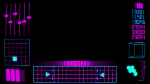 Futuristic Digital Elements in Retro 90s Style Stock Footage 77453481