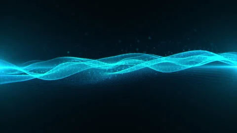 Futuristic digital energy particles wave seamless technology loop background 4K Stock Footage 304978019