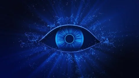 Futuristic Digital Eye Artificial Intelligence Vision Glowing eye network connec Stock Footage 341905092