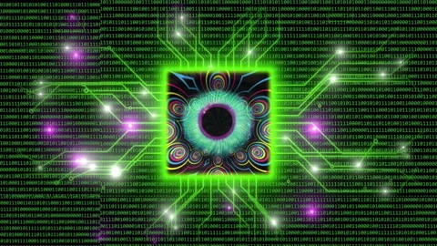 Futuristic Digital Eye with Binary Code and Circuitry Stock-Footage 343011715