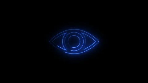 Futuristic Digital Eye Icon with Blue Light Effects Stock Footage 345101086