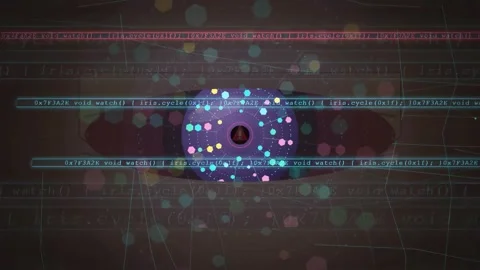 Futuristic Digital Eye Interface with Data Processing and Abstract Network Stock Footage 343161700