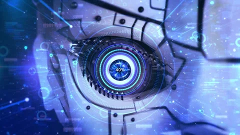 Futuristic digital eye scanner binary code Future innovation AI artificial Stock Footage 333970015