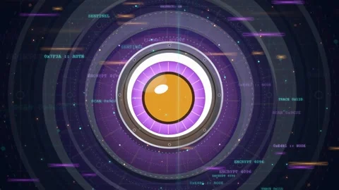 Futuristic Digital Eye Scanning Interface with HUD Elements and Cyber Security Stock Footage 341829208