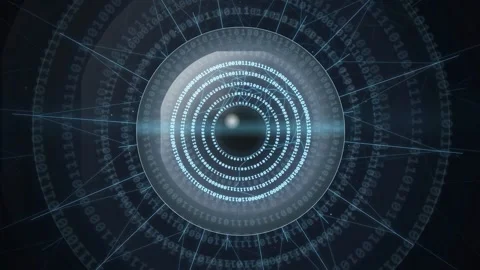 Futuristic Digital Eye Scanning Interface with Binary Code and High Tech HUD Stock-Footage 343156191