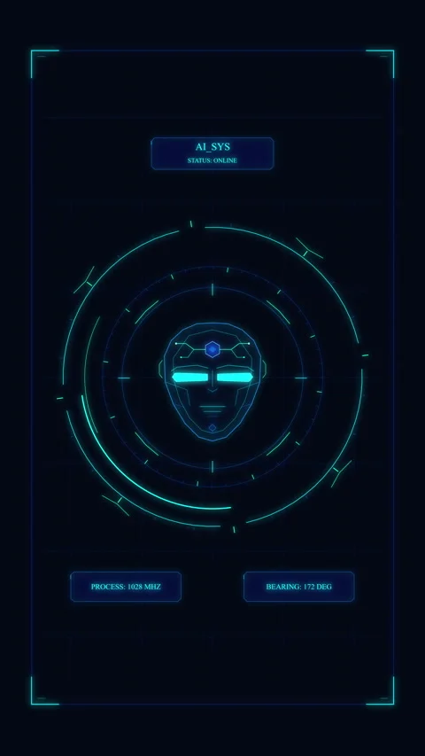 Futuristic digital face interface animation HUD technology scan Stock Footage 348335158