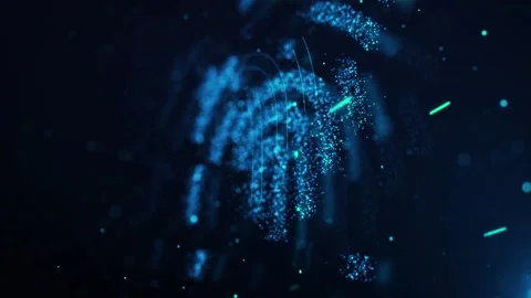 Futuristic Digital Fingerprint Identification with Blue Cyber Technology Ae.. Stock Footage 341922045