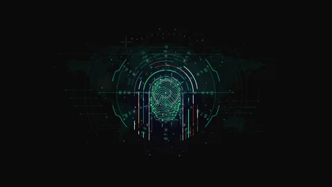 Futuristic Digital Fingerprint Identity Technology Interface Design for Sec.. Vídeo Stock 341917914