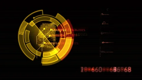 Futuristic Digital Fingerprint Interface Display with Analyzing Data Video stock 304050521