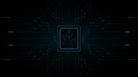 Futuristic digital fingerprint scanner integrated into a glowing circuit bo.. 動画素材 335826453