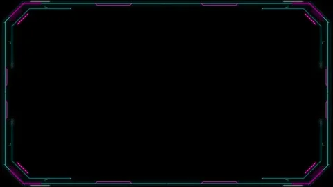 Futuristic digital frame with glowing cyan and magenta neon lines on a blac.. 動画素材 335826480
