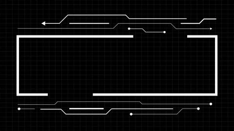 Futuristic digital frame technology interface on black grid background with.. Stock Illustration