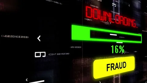 Futuristic Digital Fraud Alert with Neon Cybersecurity Interface and Downlo.. Stock Footage 346414855