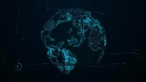 Futuristic Digital Globe with Circuit Patterns Stock Illustration
