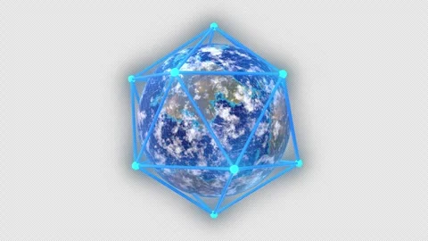 Futuristic Digital Globe with Connected Network Lines. Transparent Background. Stock Footage 305197543