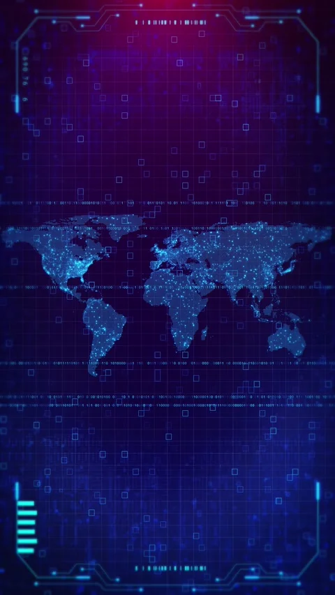 Futuristic digital globe of Earth glowing data points network connections on a d Stock Footage 341893405
