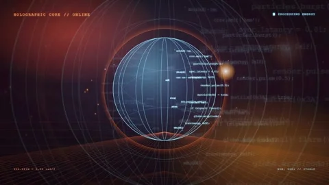 Futuristic Digital Globe with Floating Data Code and Holographic Interface on Stock Footage 343166484