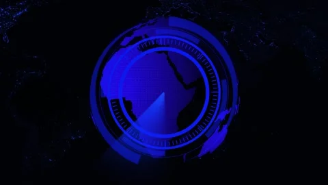 Futuristic digital globe with glowing blue HUD elements and star map animat.. Stock Footage 321589236