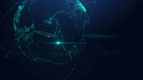 Futuristic Digital Globe with Glowing Points and Network Connections Stock Footage 341780501