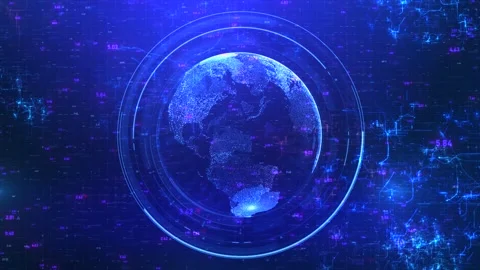 Futuristic Digital Globe with HUD Interface and Big Data Visualization Stock Footage 314504870