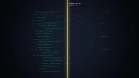Futuristic Digital Globe HUD Interface with Data Streams and Code Stock Footage 348421738