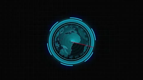 Futuristic digital globe interface with compass and data overlay, Animated .. Stock Footage 332664054