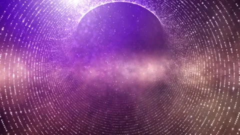 Futuristic digital glow dotted tunnel travel animation Stock Footage 337514041