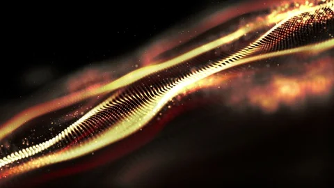 Futuristic Digital Gold Abstract Particles Stock Footage 90532078