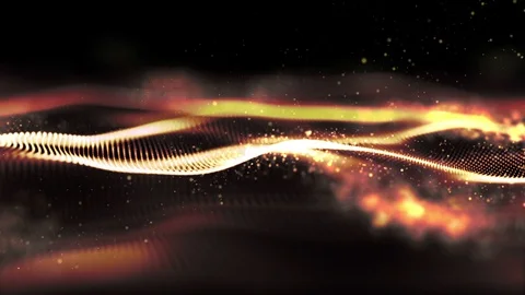 Futuristic Digital Gold Abstract Particles Stock Footage 90580502