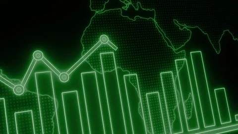 Futuristic Digital Graph on World Map Animation, Animated Business Investme.. Stock Footage 311714484