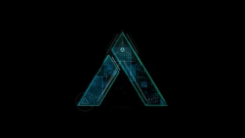 Futuristic Digital Graphic with Glowing Triangle and Abstract Tech Patterns Stock-Footage 341918001