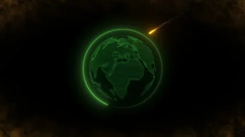Futuristic Digital Green Earth Globe with Glowing Saber Light Video stock 345815812
